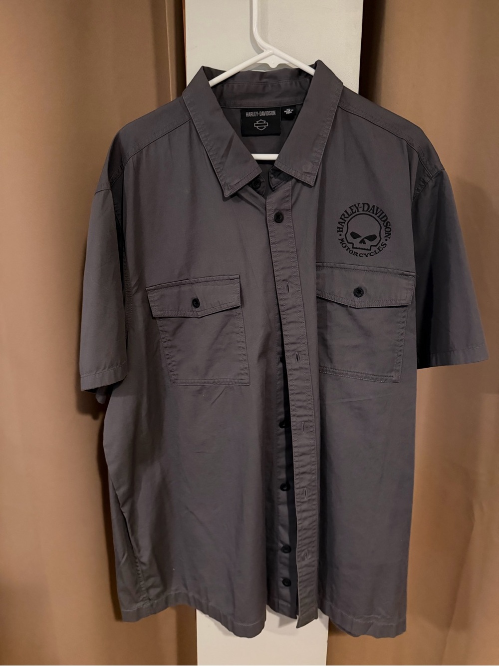 Harley-Davidson Men's Short-Sleeve Work Shirt - Gray 100% cotton